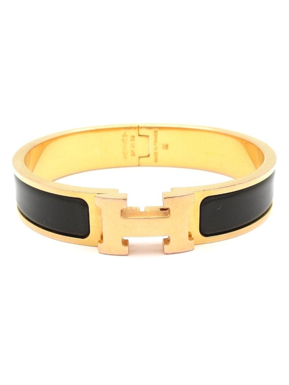 Hermes Bangle Clic Clac Ash Black Gold Bracelet